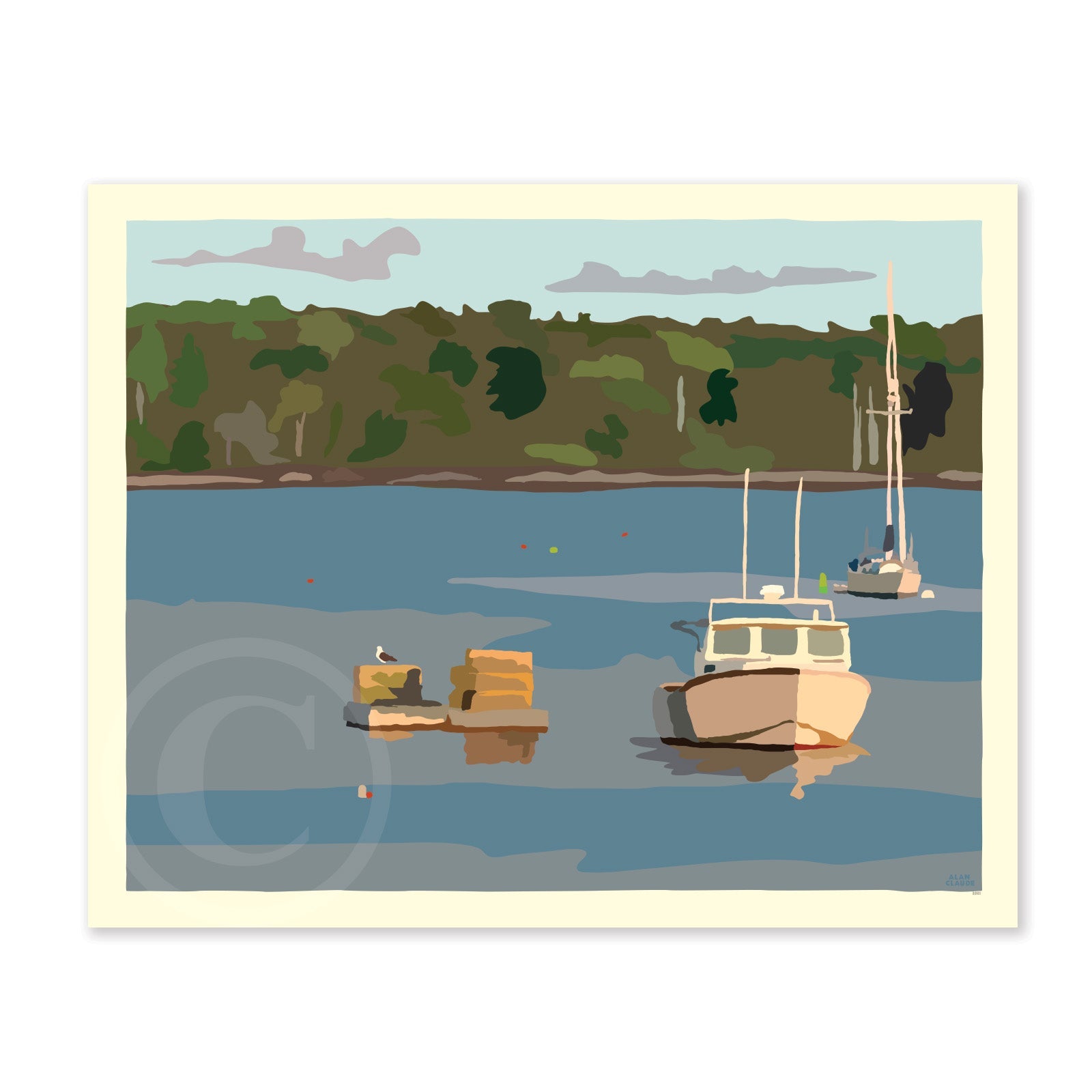 Lobster Boat in Round Pond Harbor - Horizontal