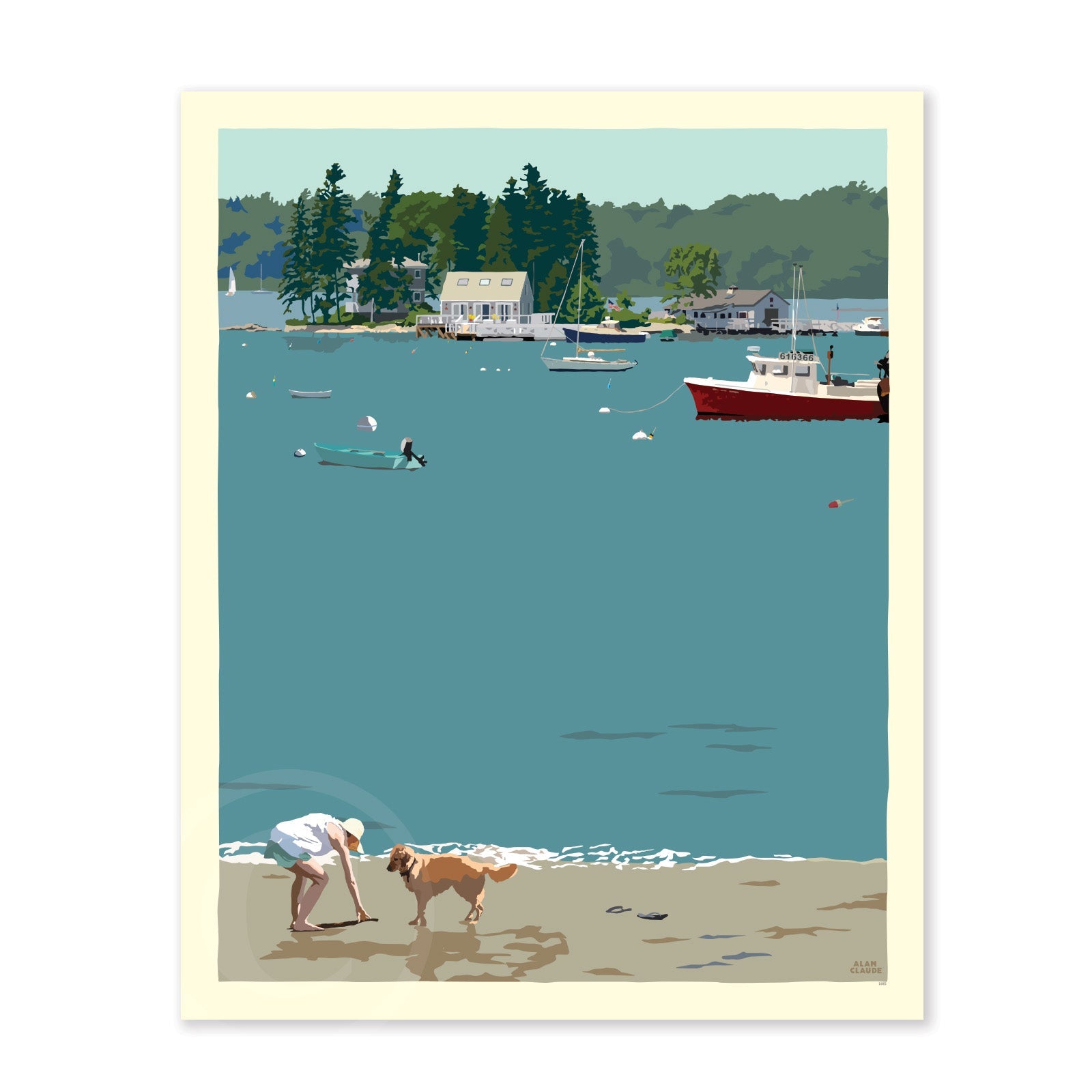 Golden Retriever at Beach "Go Fetch"