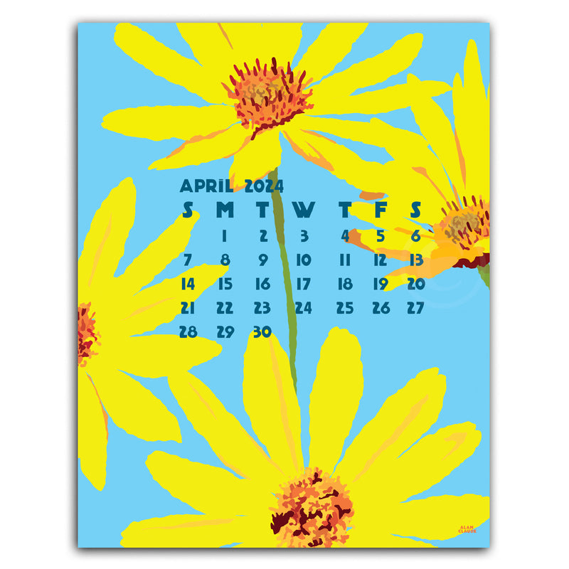 2024 POSTER Art Calendar 11x14 Retro Vintage Art Style by Maine Artist Alan Claude
