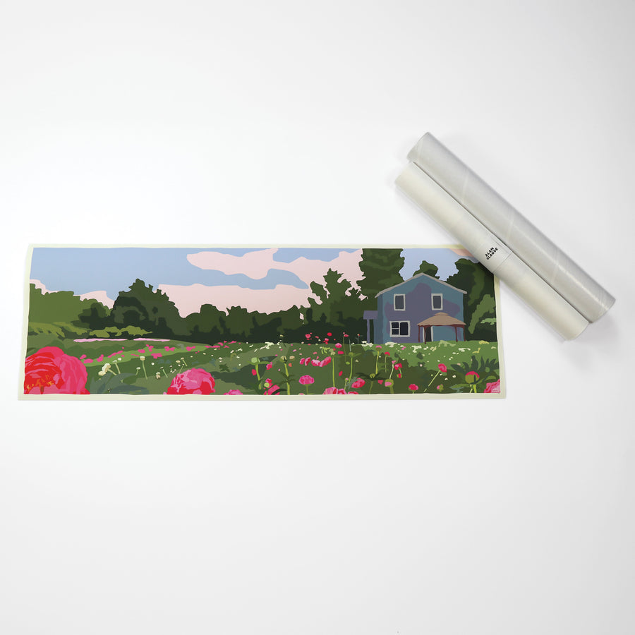 Peonies Art Print 12" x 36" Travel Poster - Maine