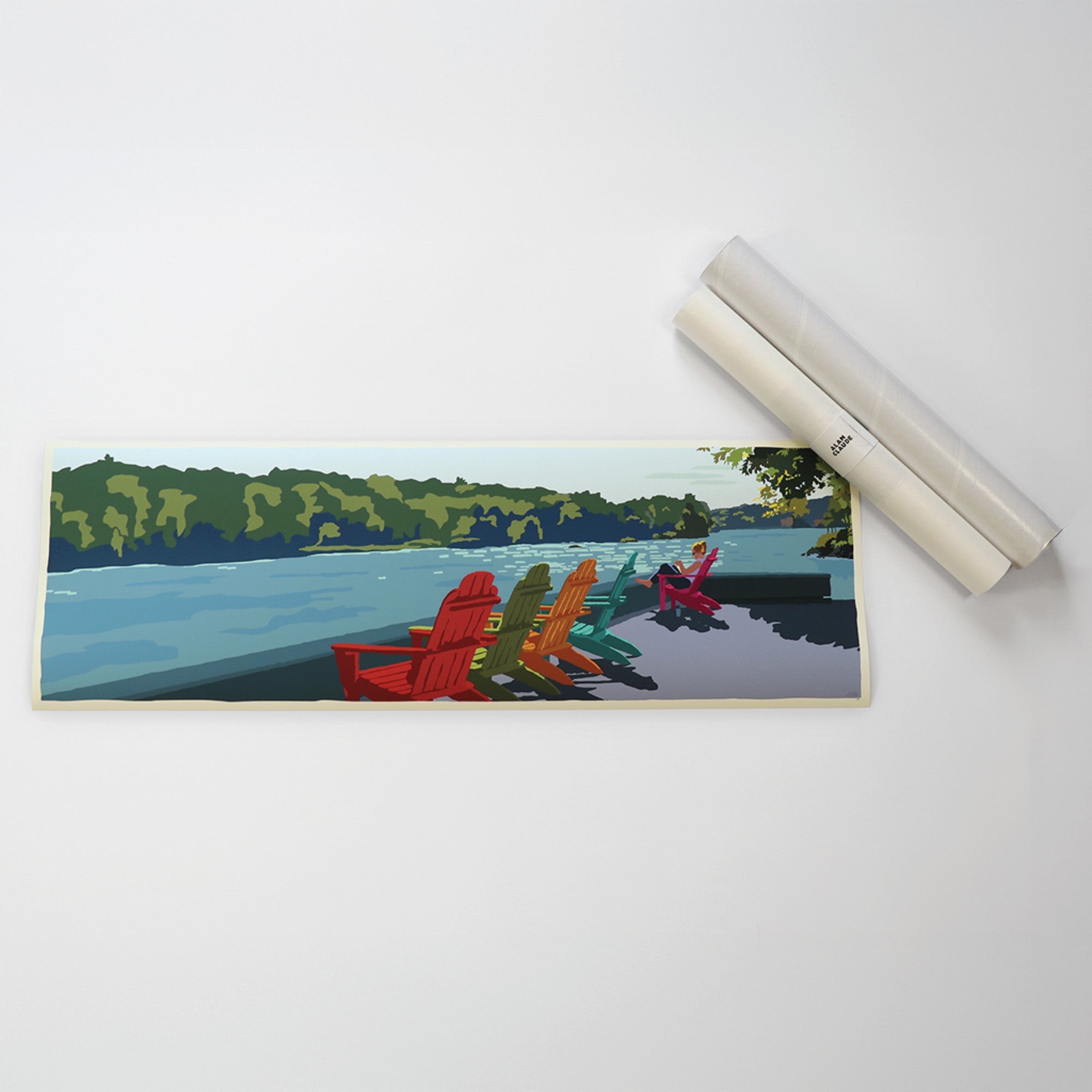 Summer Chairs Art Print 12" x 36" Travel Poster - Maine