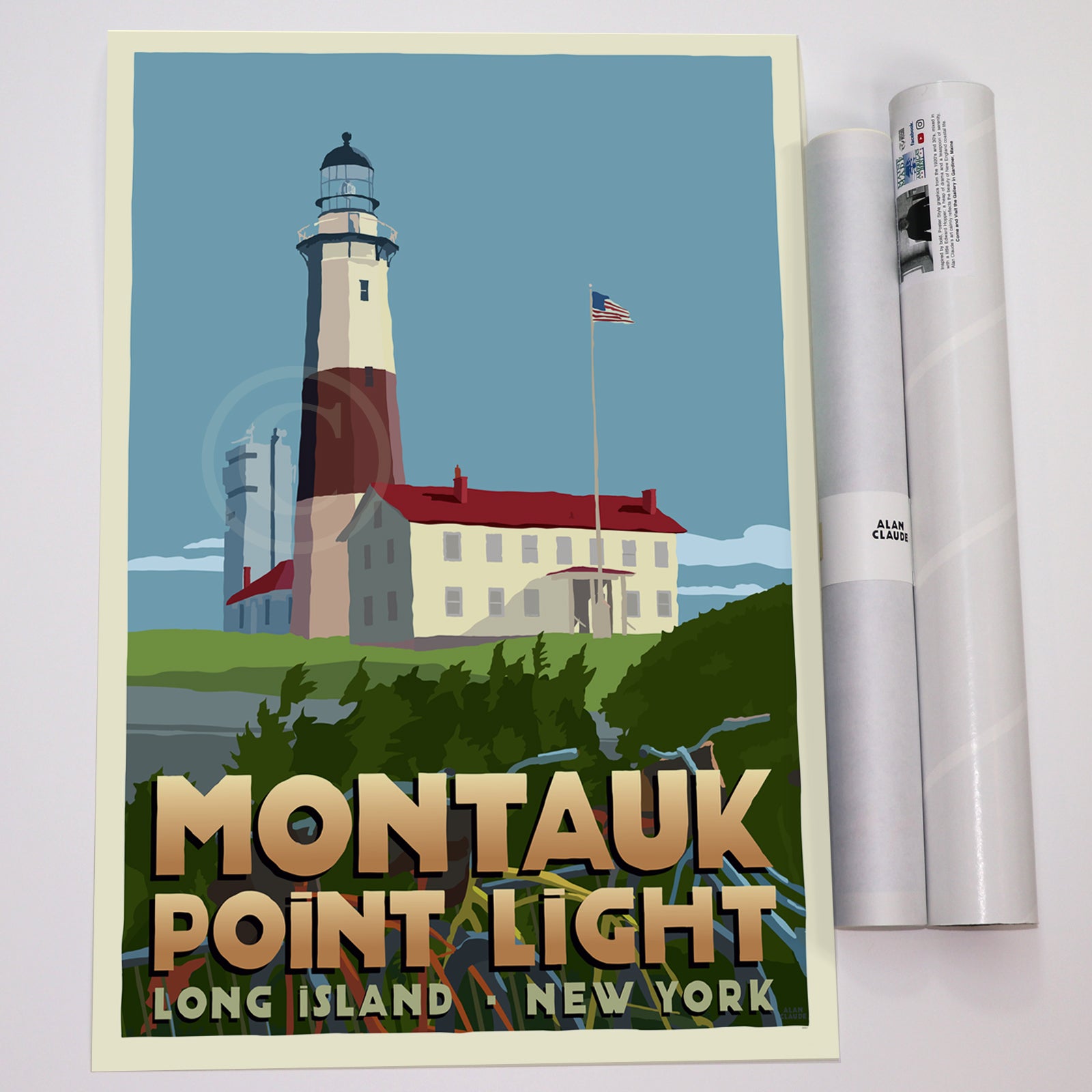 Montauk Point Light Art Print 18" x 24" Vertical Wall Poster - New York