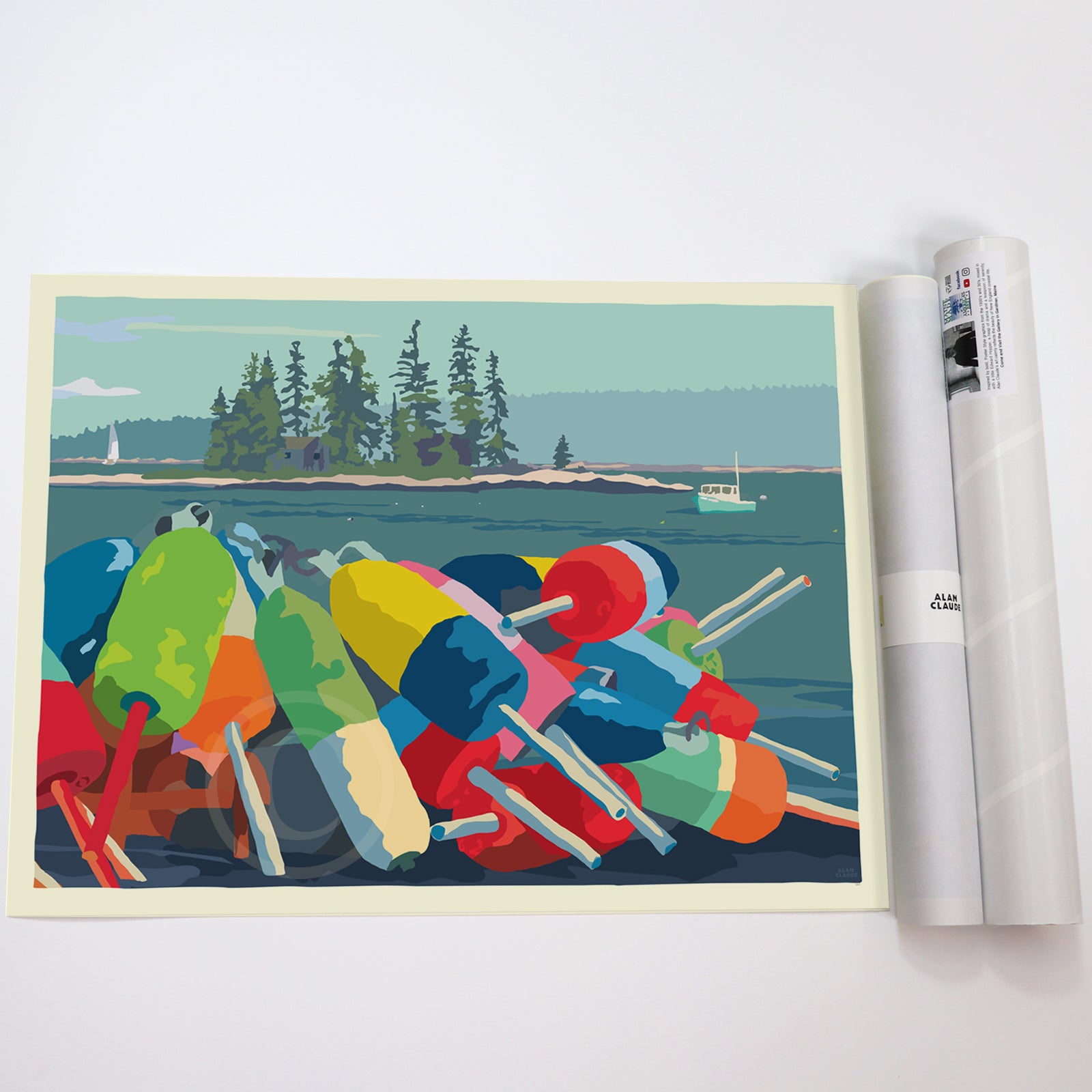 Oh Buoy Art Print 18" x 24" Horizontal Travel Poster - Maine