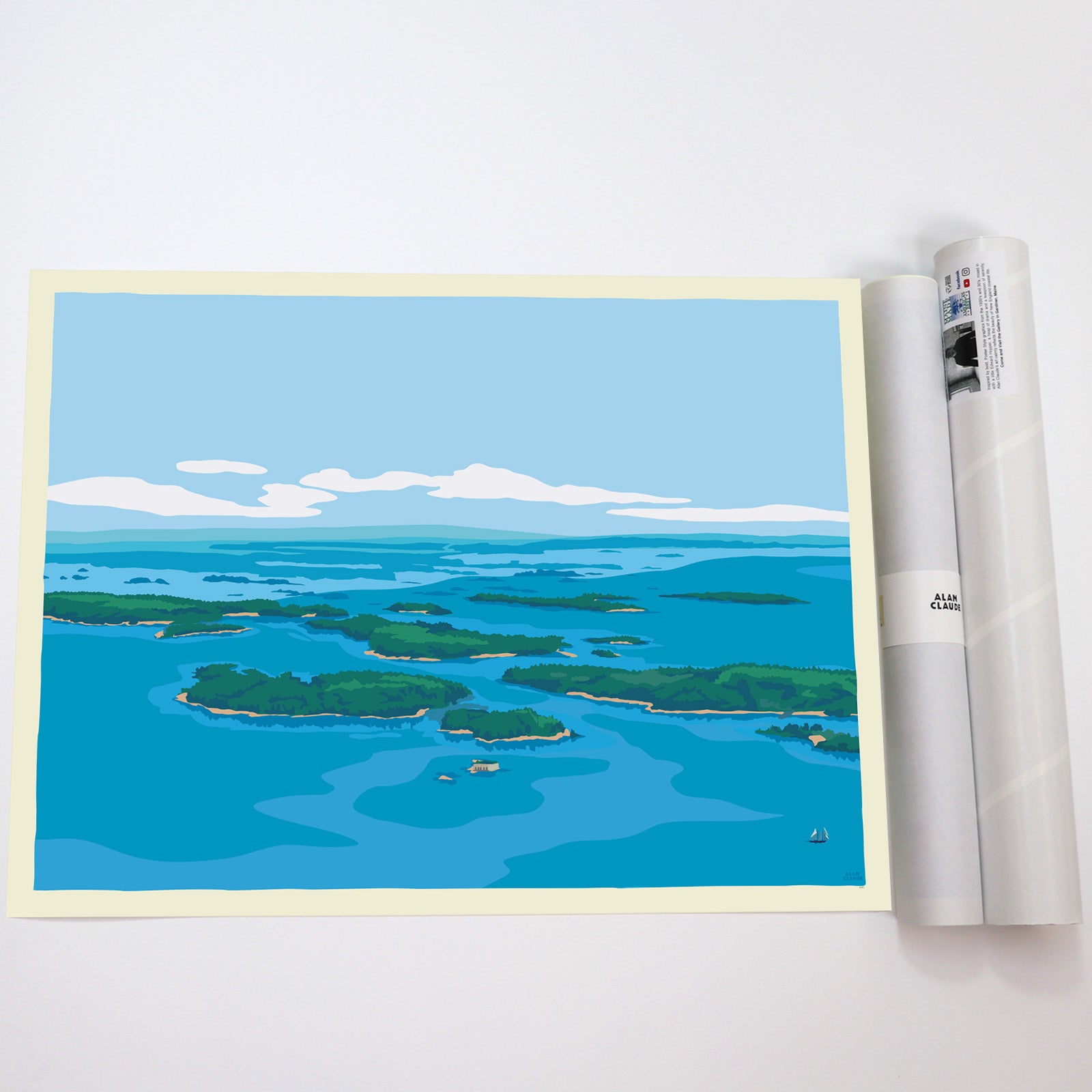 Casco Bay Art Print 18" x 24" Horizontal Wall Poster - Maine