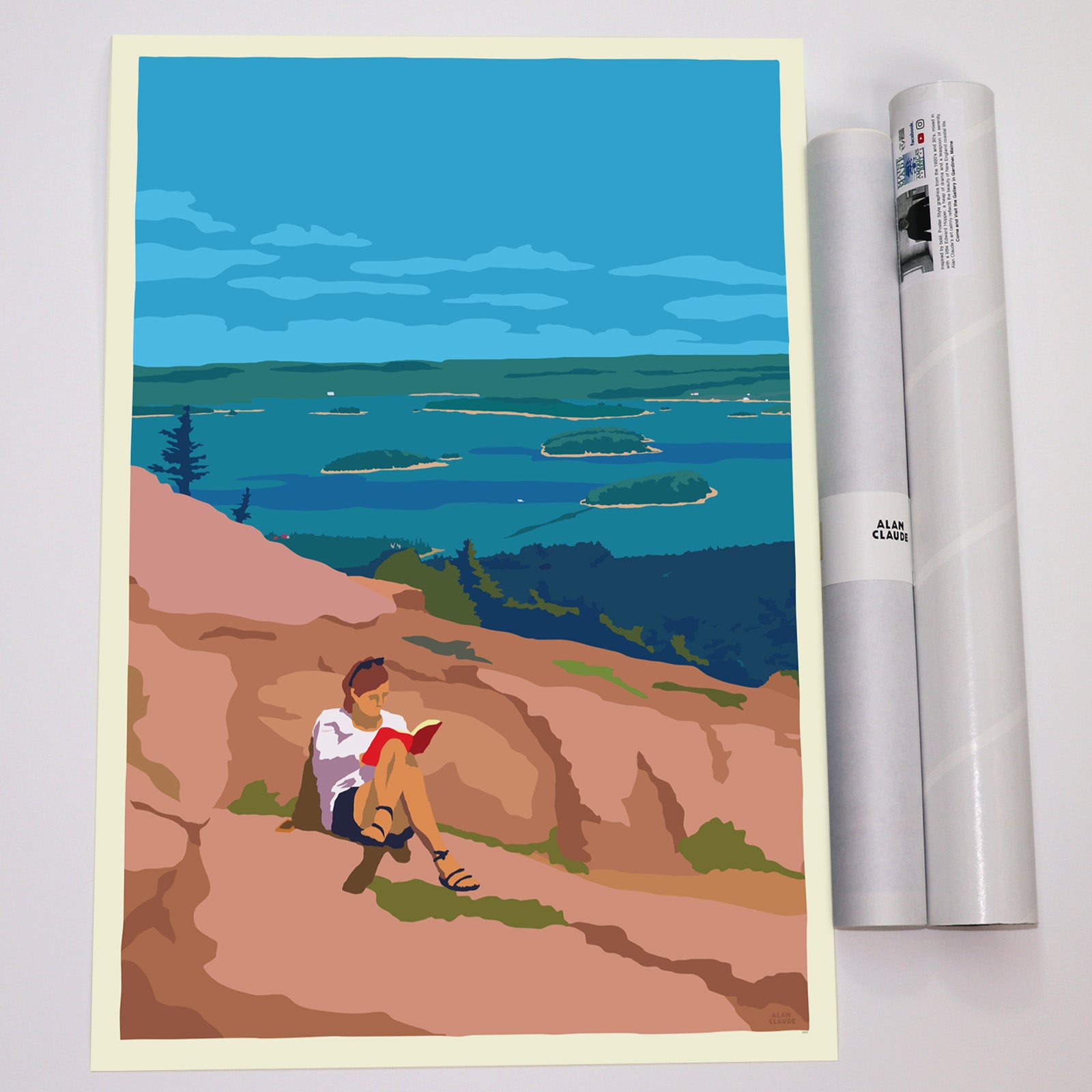Good Book in Acadia National Park No Text Art Print 18" x 24" Vertical Travel Poster - Maine