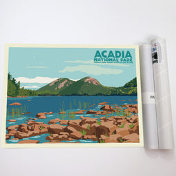 Jordan Pond Art Print 18" x 24" Horizontal Travel Poster - Maine