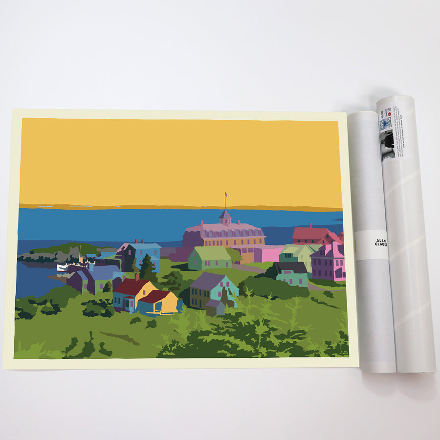 Monhegan Sunset Art Print 18" x 24" Horizontal Wall Poster - Maine