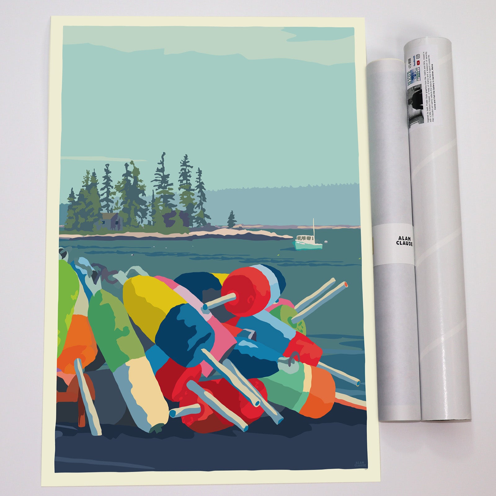 Oh Buoy Art Print 18" x 24" Vertical Travel Poster - Maine