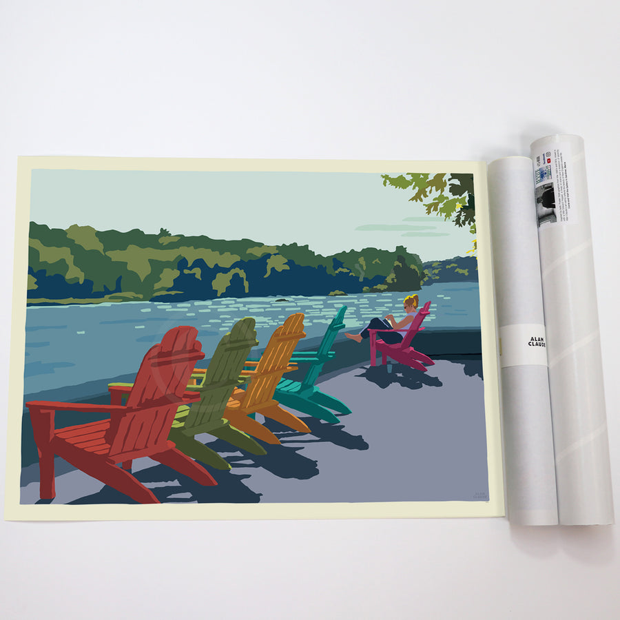 Summer Chairs Horizontal Art Print 18" x 24" Vertical Travel Poster - Maine