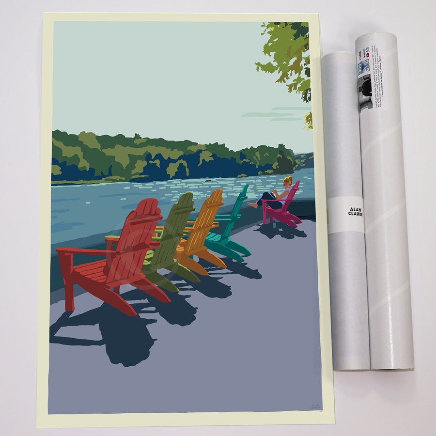 Summer Chairs Vertical Art Print 18" x 24" Vertical Travel Poster - Maine