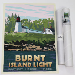 Burnt Island Light Art Print 18" x 24" Wall Poster - Maine