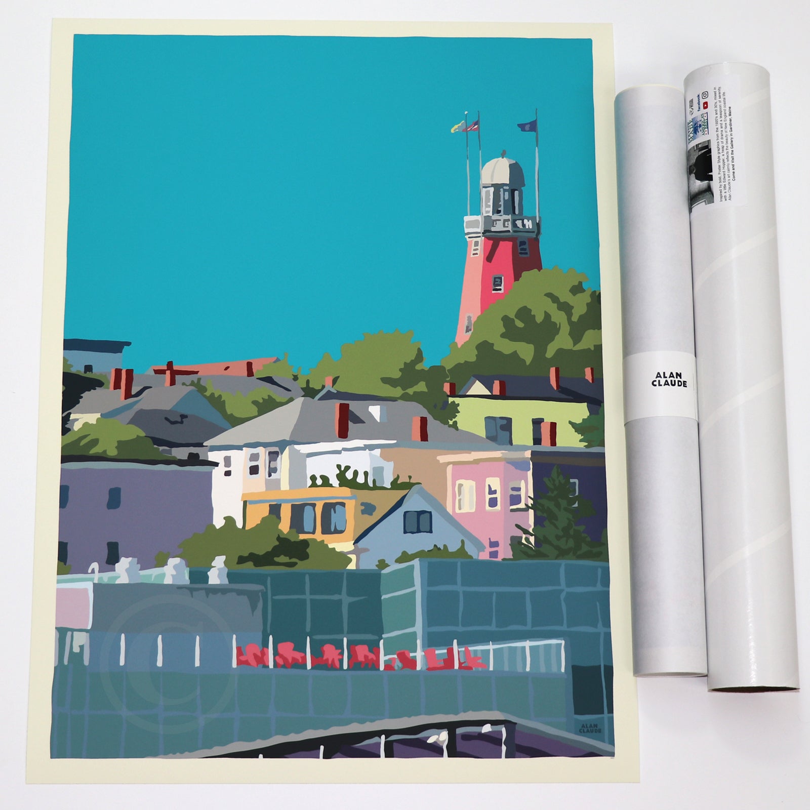 Munjoy Hill Art Print 18" x 24" Vertical Travel Poster - Maine