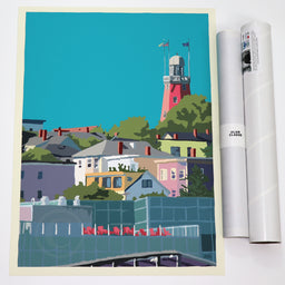 Munjoy Hill Art Print 18" x 24" Vertical Travel Poster - Maine