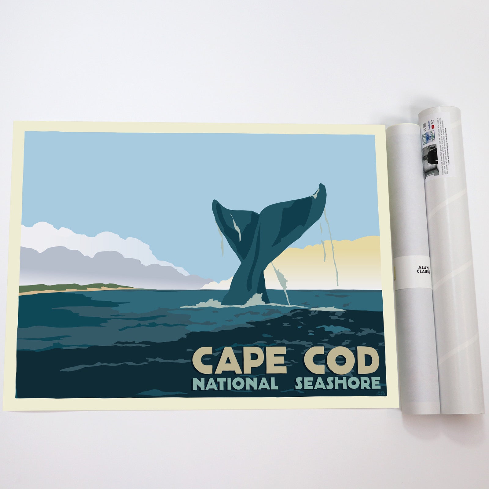 Cape Cod Whale Tail Art Print 18" x 24" Horizontal Wall Poster - Maine