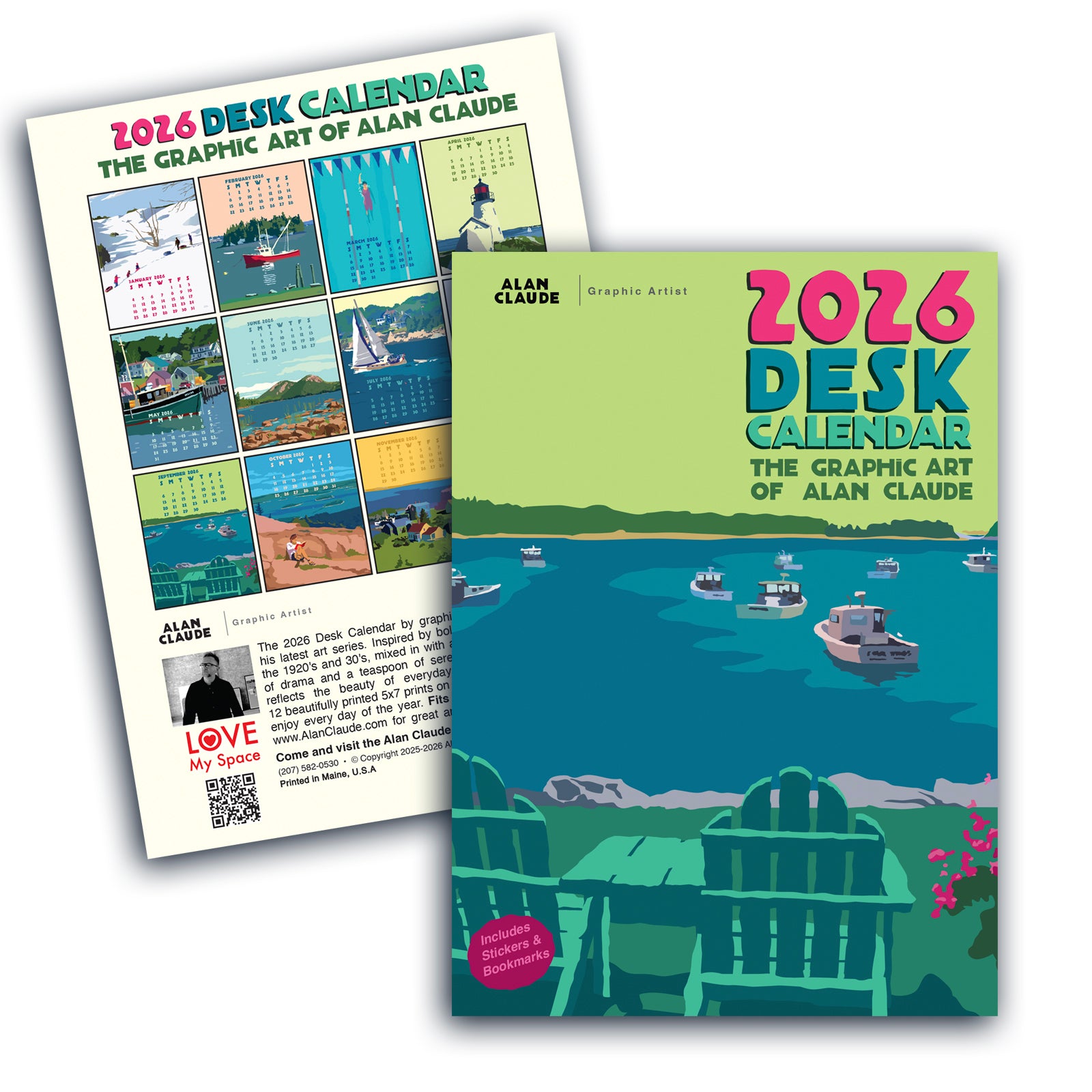 2026 Desk Calendar 5x7 by Alan Claude