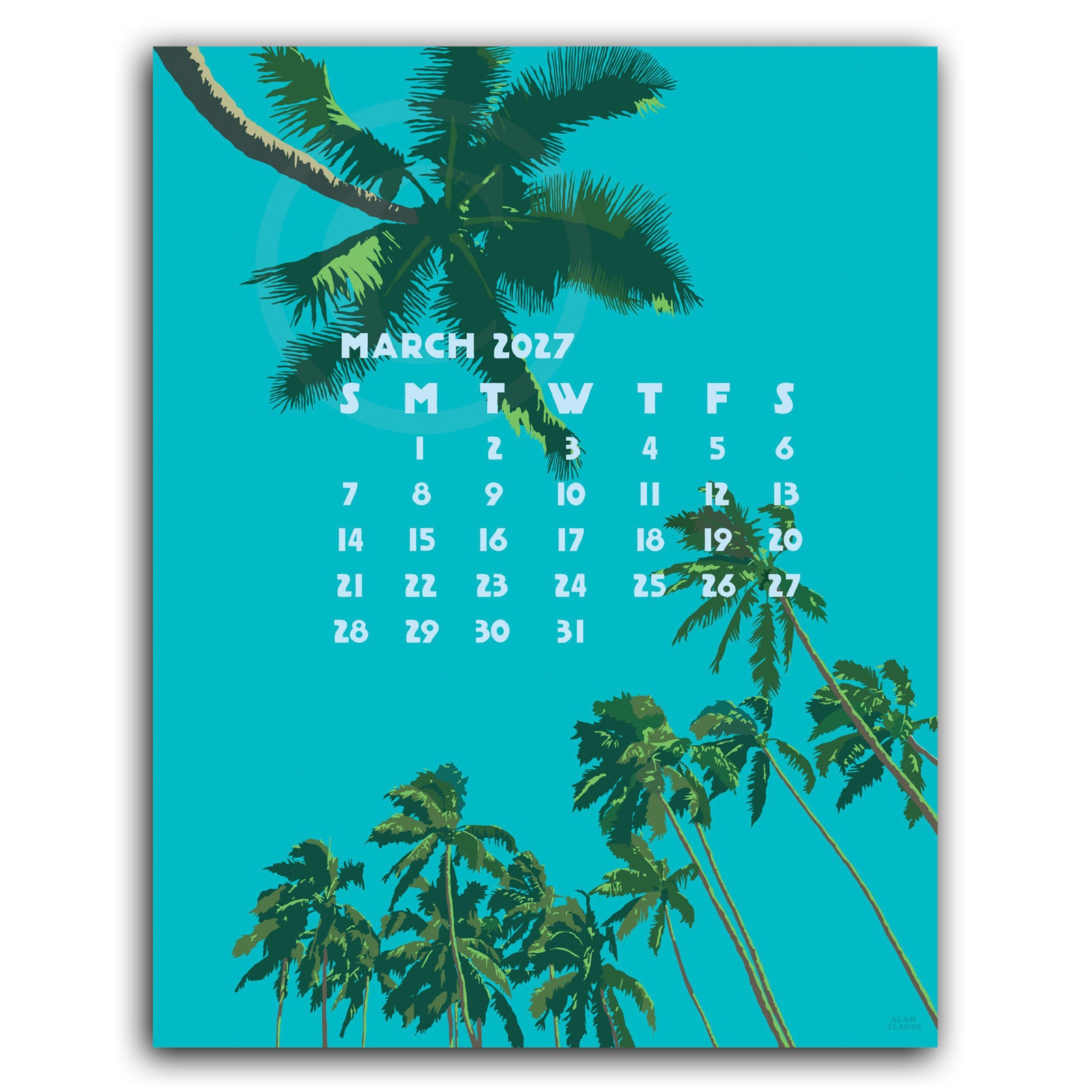 2027 Desk Calendar 5x7 by Alan Claude