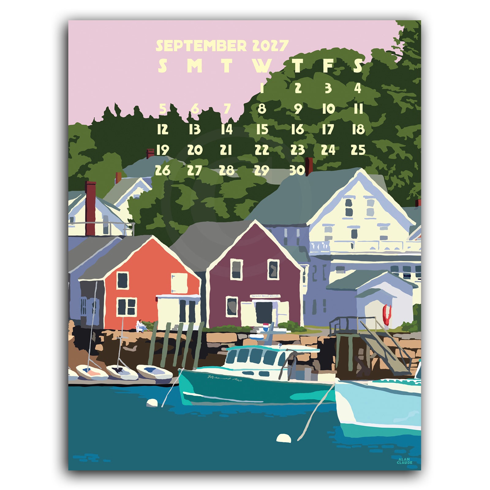 2027 Desk Calendar 5x7 by Alan Claude