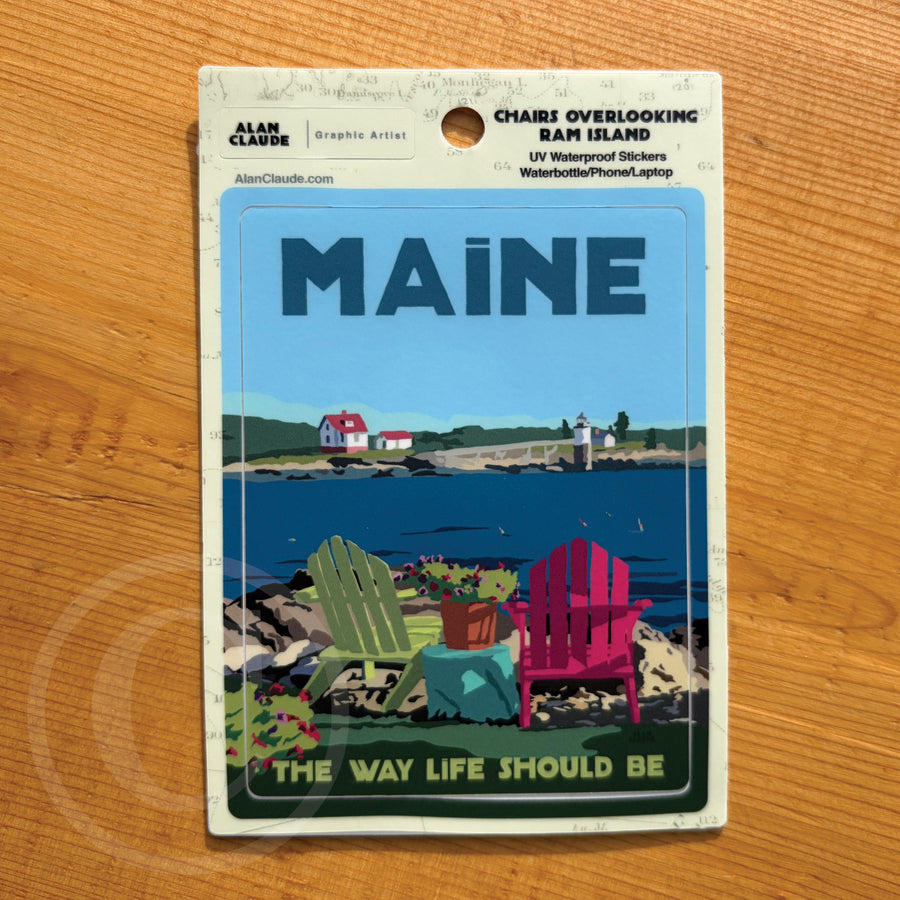 Maine Chairs Overlooking Ram Island Travel Sticker