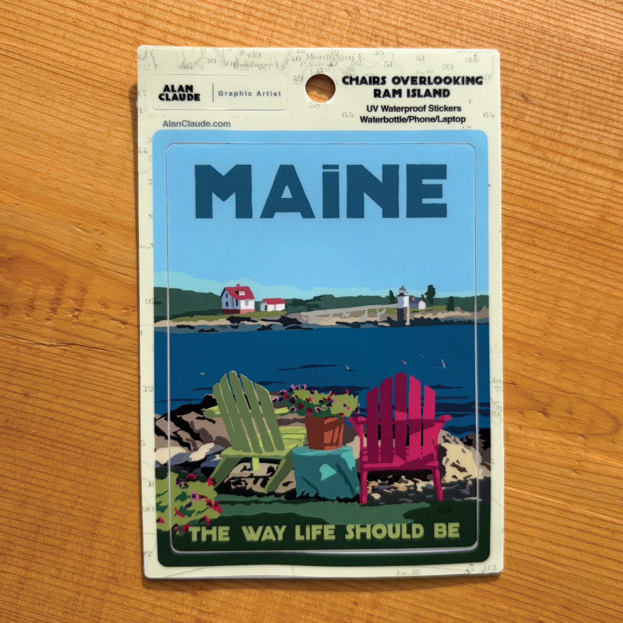 Maine Chairs Overlooking Ram Island Travel Sticker