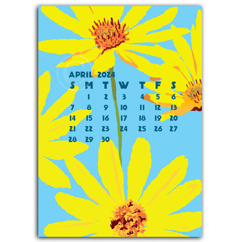2024 DESK Art Calendar 5x7 Retro Vintage Art Style by Maine Artist Alan Claude