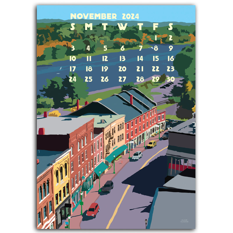 2024 DESK Art Calendar 5x7 Retro Vintage Art Style by Maine Artist Alan Claude