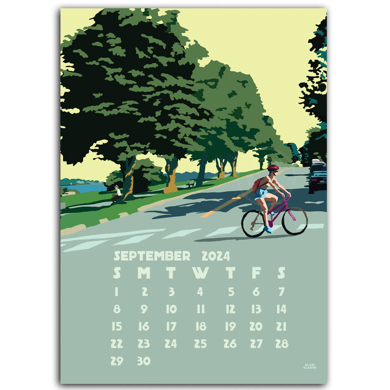 2024 DESK Art Calendar 5x7 Retro Vintage Art Style by Maine Artist Alan Claude