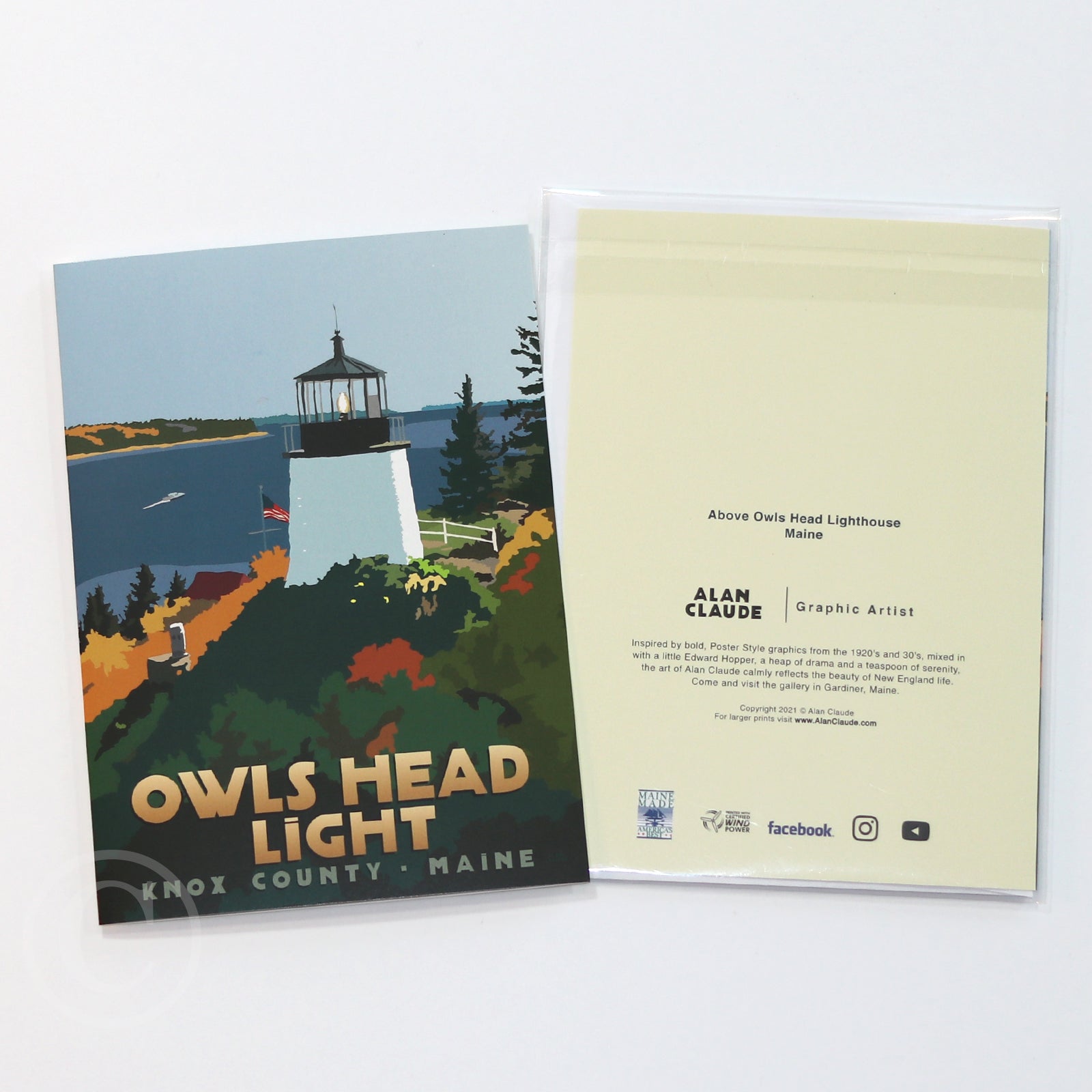 Above Owls Head Lighthouse Notecard 5" x 7"  - Maine