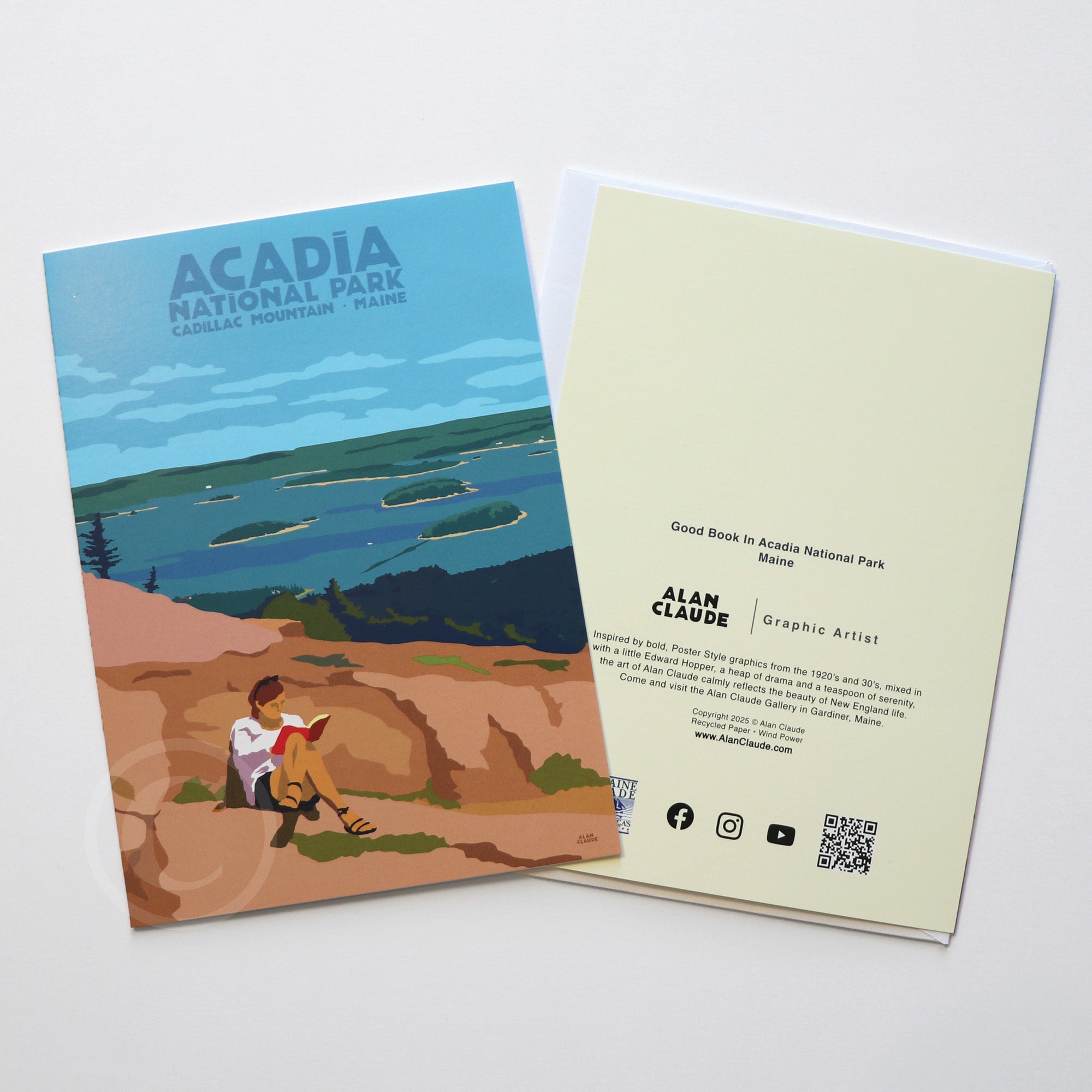 Good Book in Acadia National Park Notecard 5" x 7"  - Maine