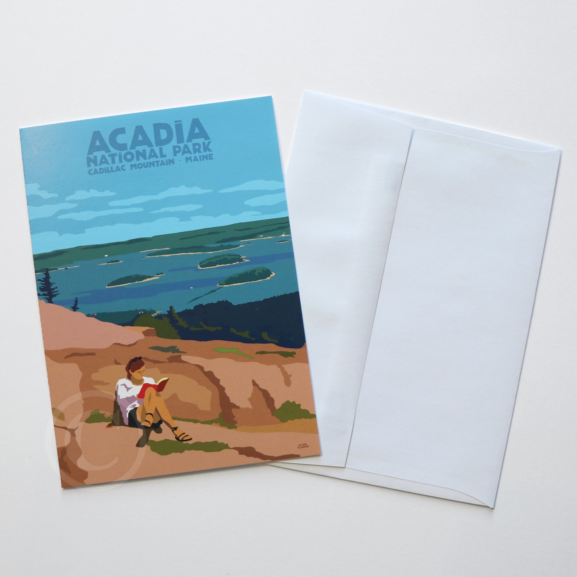 Good Book in Acadia National Park Notecard 5" x 7"  - Maine