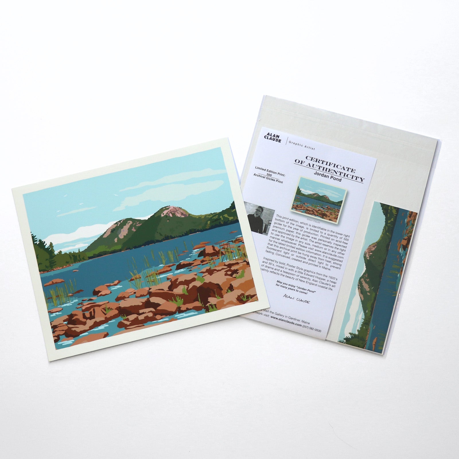 Jordan Pond No Text Art Print 8" x 10" Travel Poster By Alan Claude - Maine