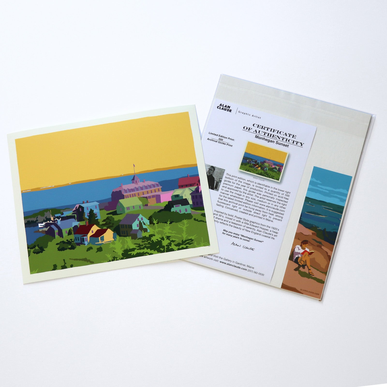 Monhegan Sunset Art Print 8" x 10" Travel Poster By Alan Claude - Maine