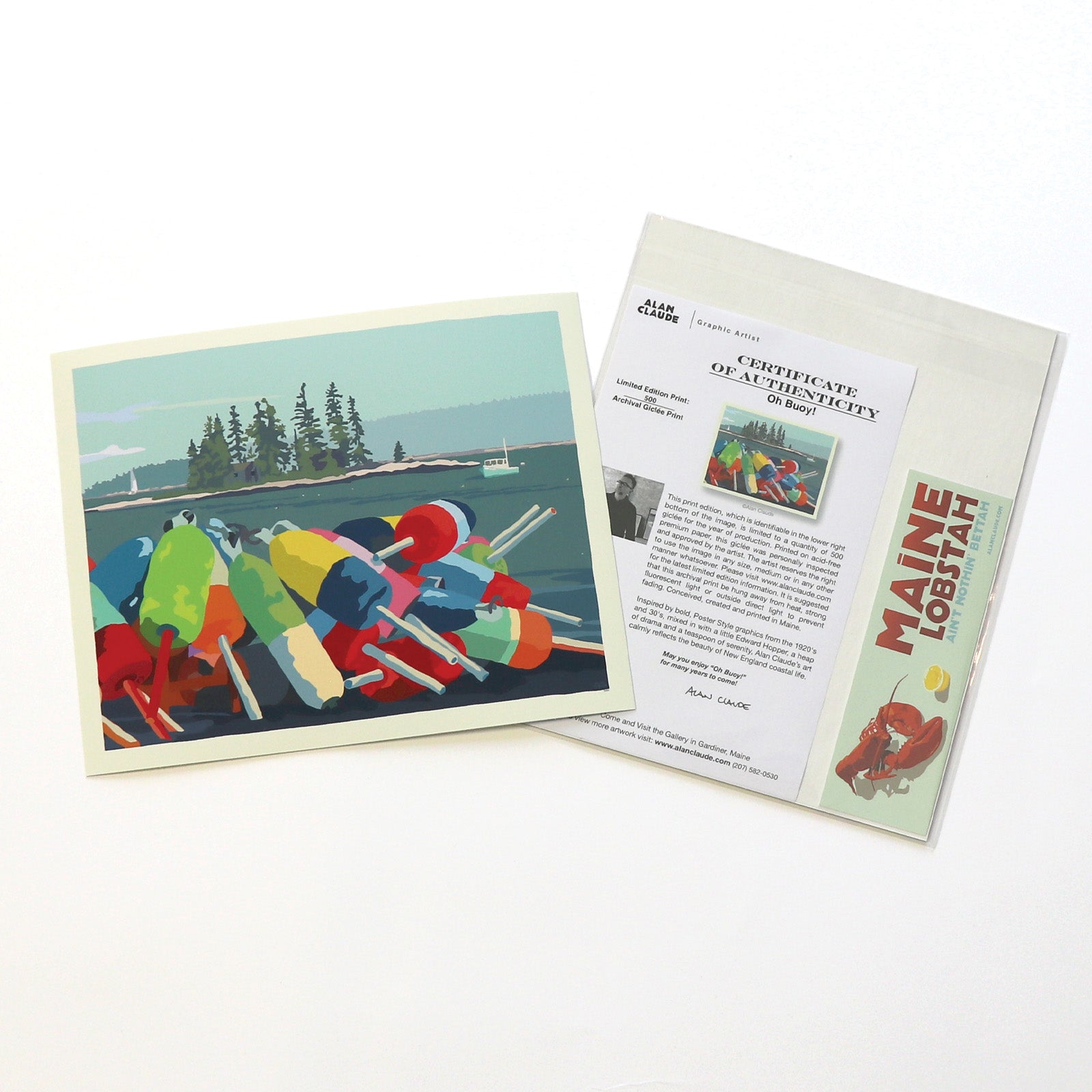 Oh Buoy! 8" x 10" Horizontal Travel Poster By Alan Claude - Maine