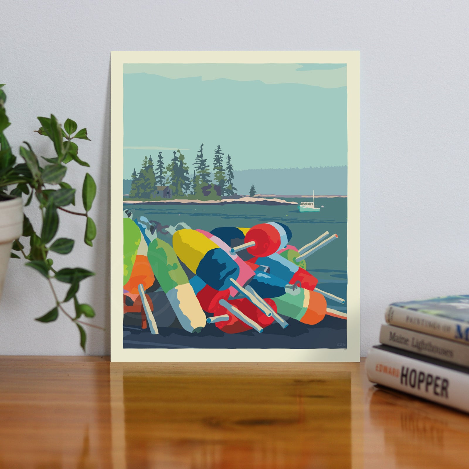 Oh Buoy! 8" x 10" Vertical Travel Poster By Alan Claude - Maine