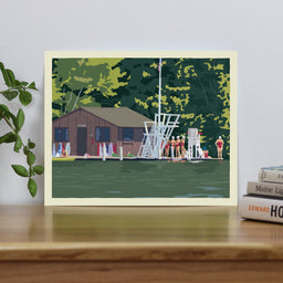 Sebago Lake Swimmers Horizontal Art Print 8" x 10" Travel Poster - Maine