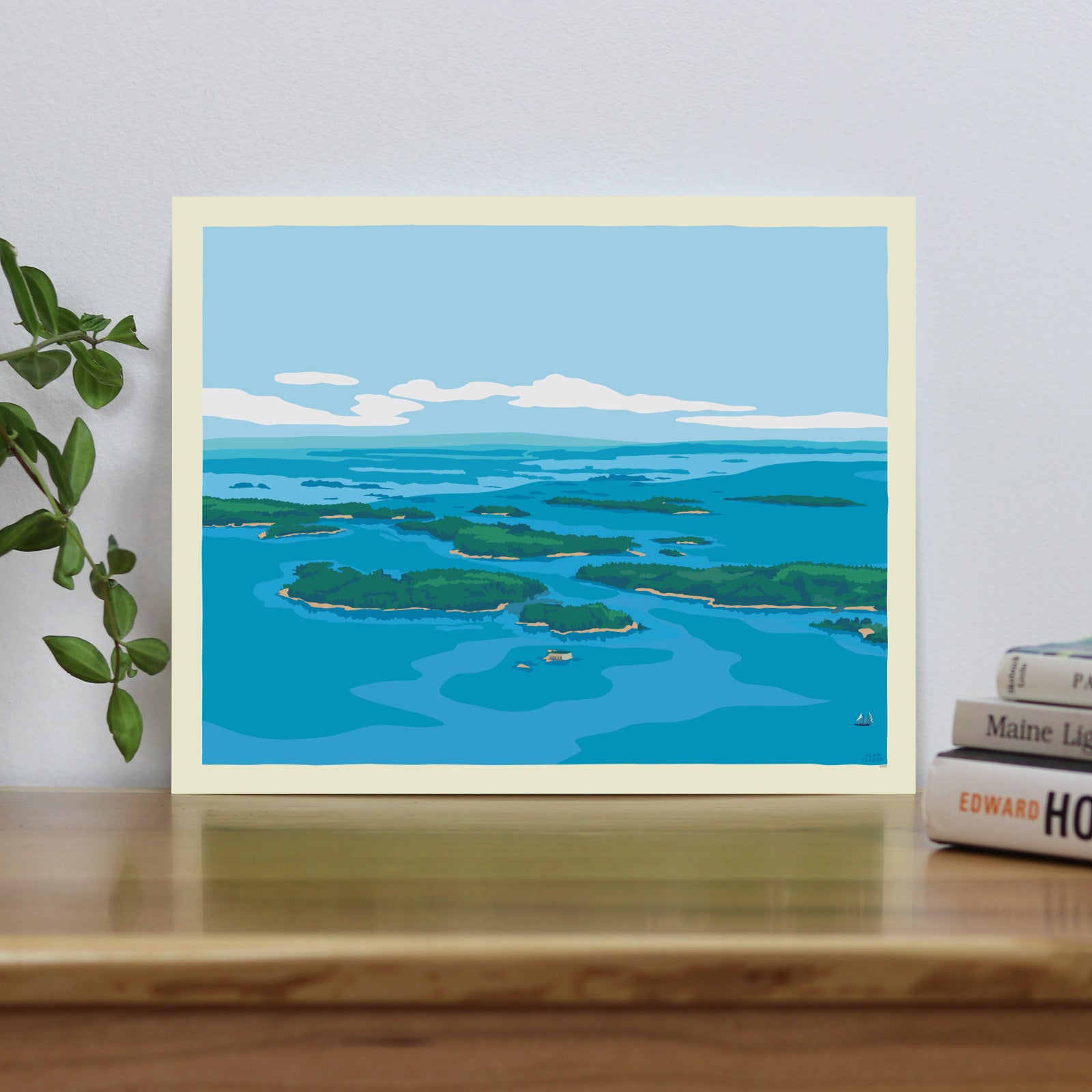 Casco Bay Art Print 8" x 10" Travel Poster By Alan Claude - Maine