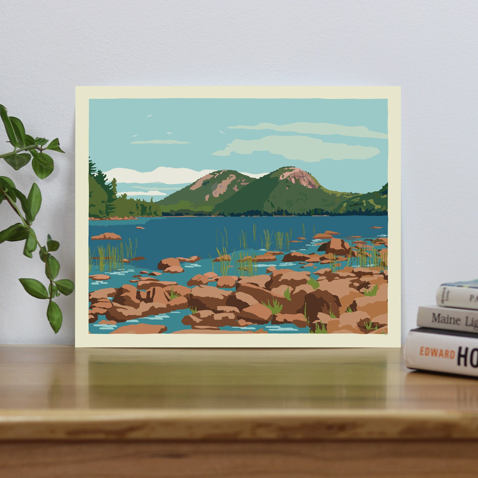 Jordan Pond No Text Art Print 8" x 10" Travel Poster By Alan Claude - Maine