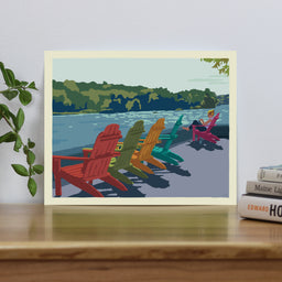 Summer Chairs Horizontal Art Print 8" x 10" Travel Poster By Alan Claude - Maine