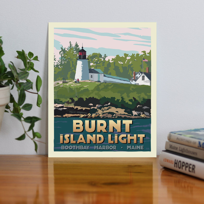 Burnt Island Light Art Print 8" x 10" Wall Poster By Alan Claude