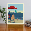 Lifeguard at the Nubble Light Art Print 8" x 10" Travel Poster - Maine