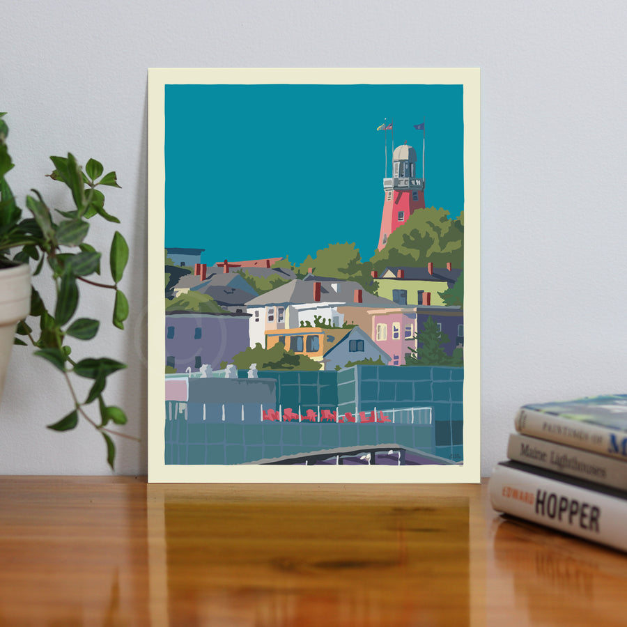 Munjoy Hill Art Print 8" x 10” Wall Poster By Alan Claude - Maine