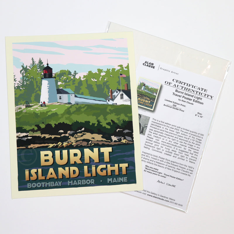 Burnt Island Light Art Print 8" x 10" Wall Poster By Alan Claude