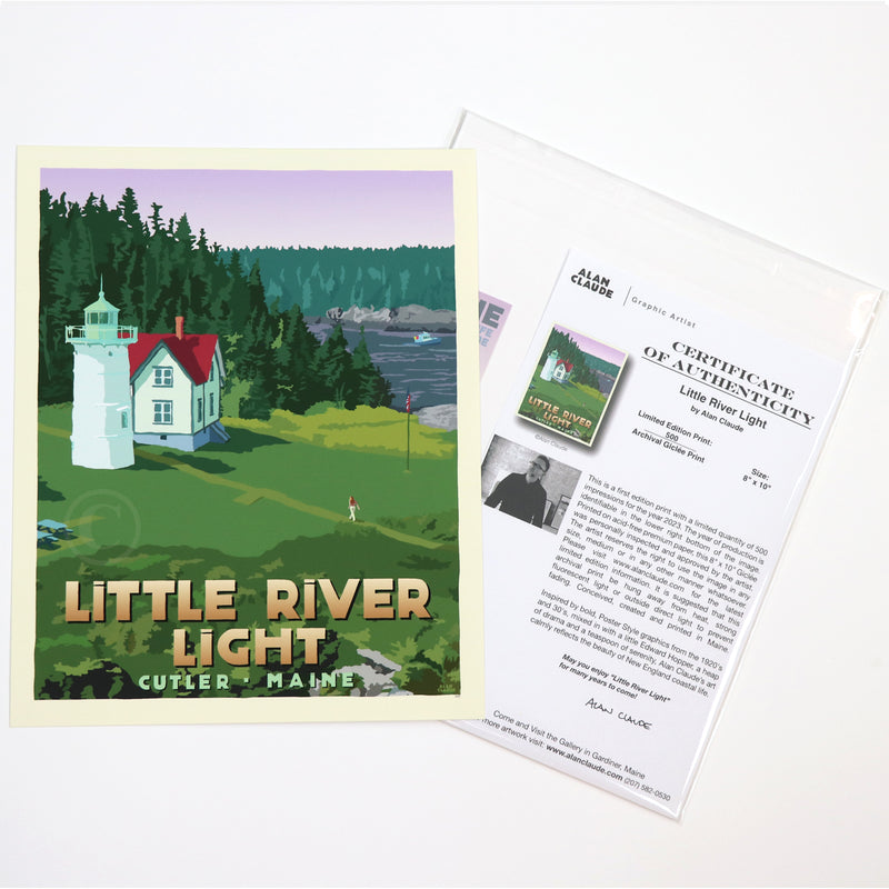 Little River Light Art Print 8" x 10" Wall Poster By Alan Claude