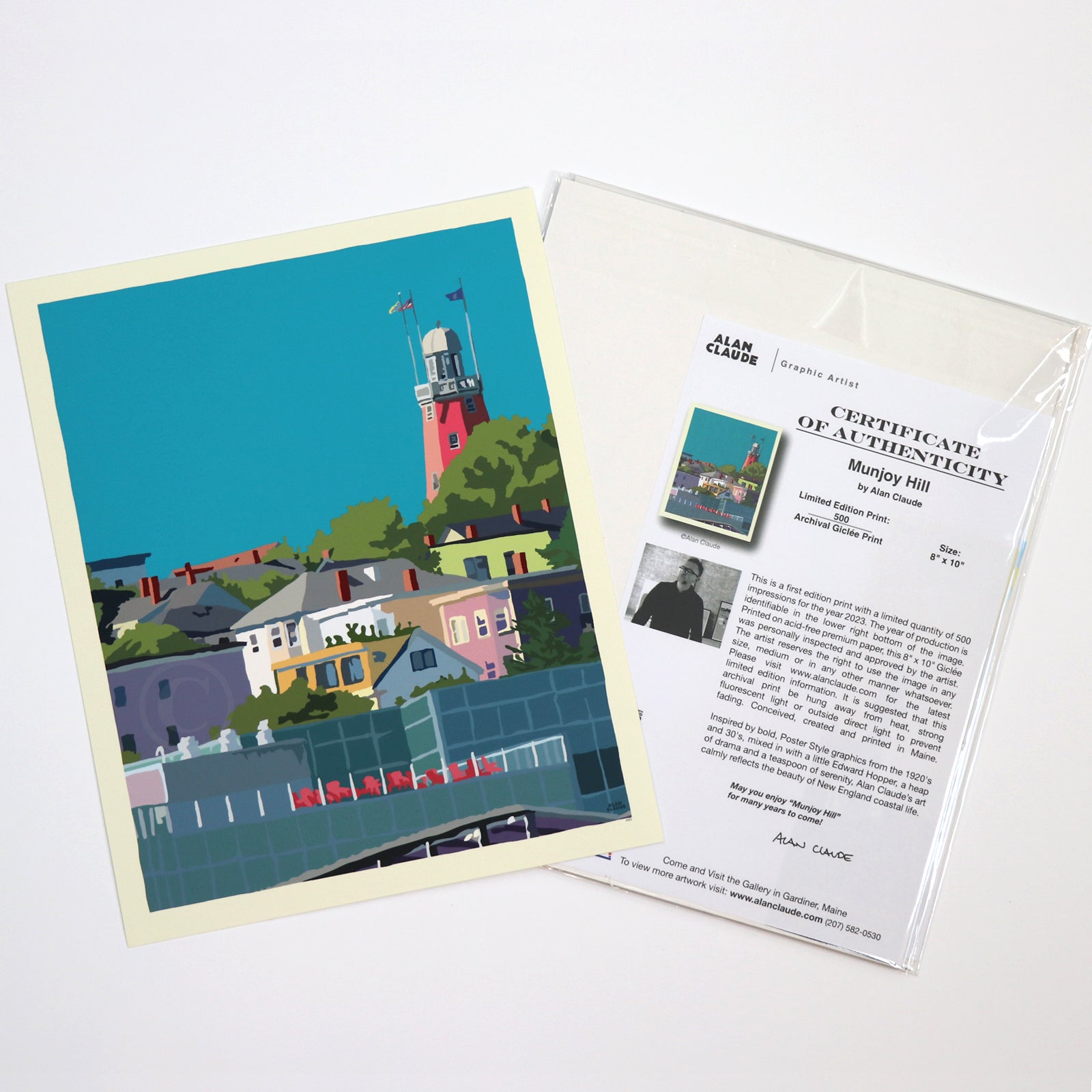 Munjoy Hill Art Print 8" x 10” Wall Poster By Alan Claude - Maine
