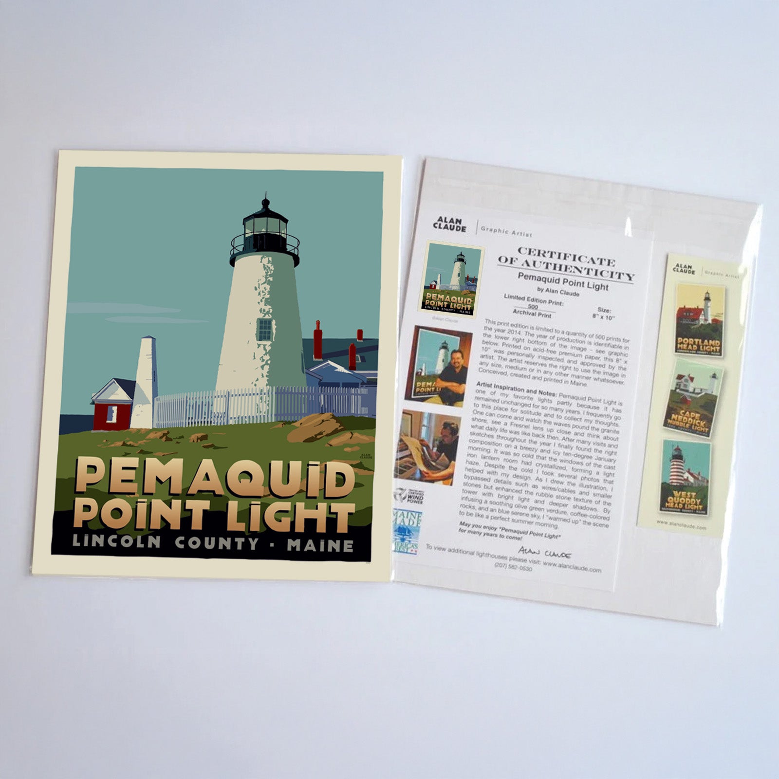 Pemaquid Point Light Art Print 8" x 10" Travel Poster - Maine