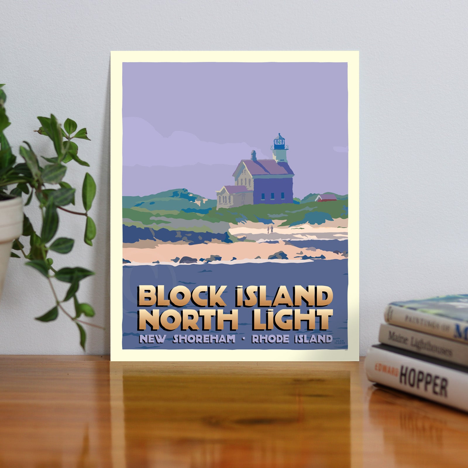 Block Island North Light With Text Art Print 8" x 10" Wall Poster - Rhode Island