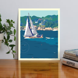 Full Sail Vertical Art Print 8" x 10" Travel Poster By Alan Claude - Maine
