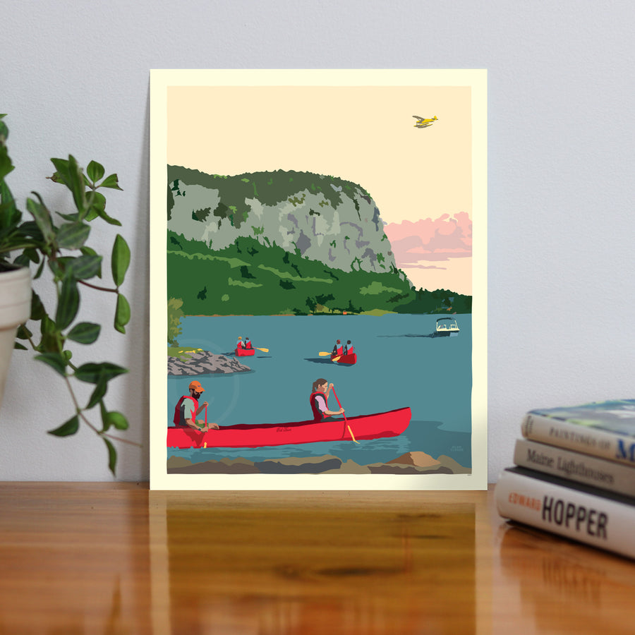 Moosehead Lake Mount Kineo Art Print 8" x 10" Travel Poster By Alan Claude - Maine