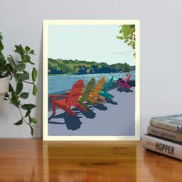 Summer Chairs Vertical Art Print 8" x 10" Travel Poster By Alan Claude - Maine