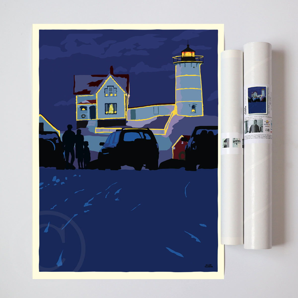 Christmas at the Nubble Art Print 18" x 24" Wall Poster - Maine