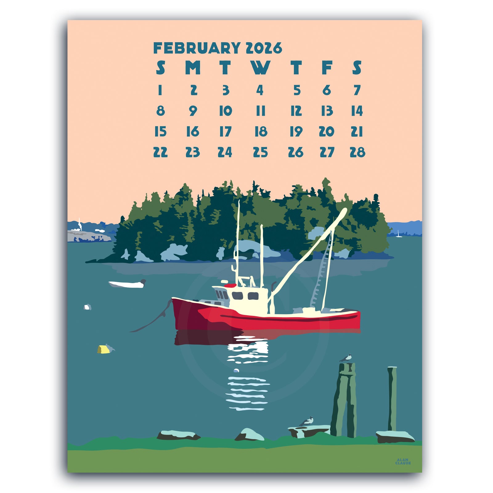 2026 Desk Calendar 5x7 by Alan Claude